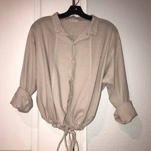 CP Shades Cotton Button Shirt w/ Tie Front